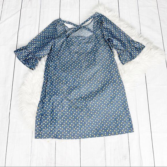 Modcloth Women's Crispy Combination Shift Dress In Navy‎ Floral Size Large - Picture 6 of 7